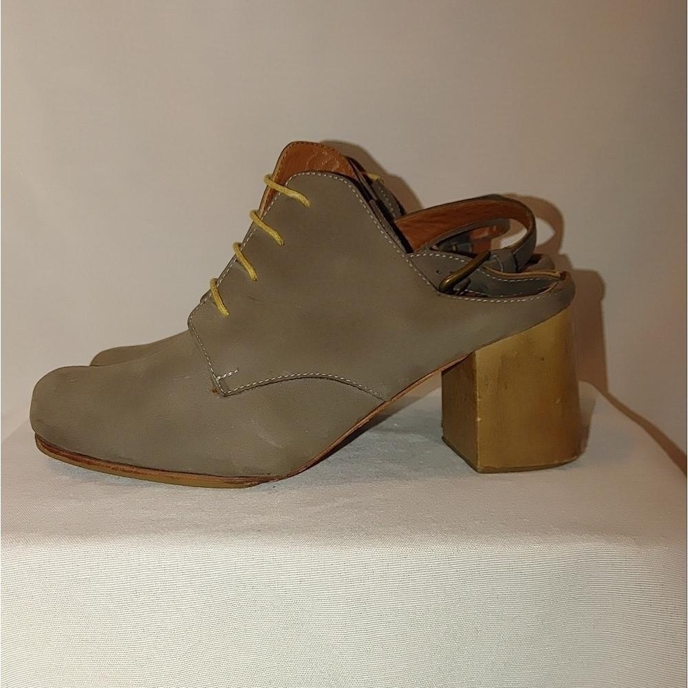 Rachel Comey Lace Up Sling Back Leather Wooden Block Heel Round Toe Mule 8.5 - Picture 5 of 14